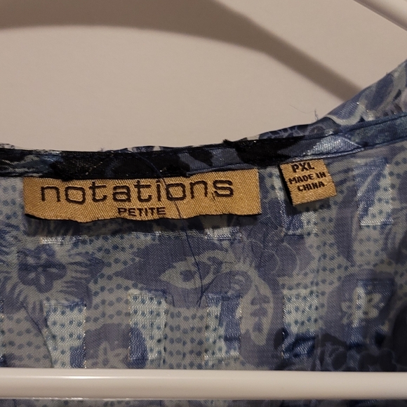 Notations Y2K floral Blue Mesh Fringe Cardigan Size Petite XL - Picture 5 of 6